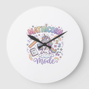 Grande Horloge Ronde Licorne Mathicorne Mode Typographie Adorable Desig