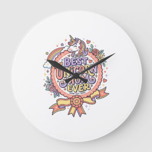 Grande Horloge Ronde Licorne Meilleure Maman Licorne Jamais Fantaisiste