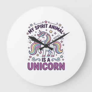 Grande Horloge Ronde Licorne Mon Animal Spirituel Est une Licorne Typog
