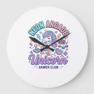 Grande Horloge Ronde Licorne Néon Arcade Licorne Rétro Style Produit Gr