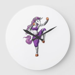 Grande Horloge Ronde Licorne Ninja Karaté Kickboxing Muay Thai Arts Mar
