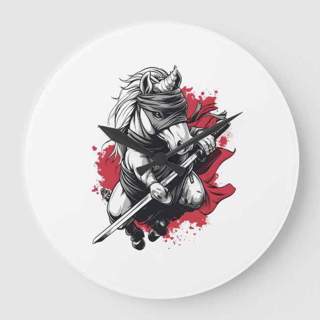 Grande Horloge Ronde Licorne Ninja Stealth (1) (Recto)