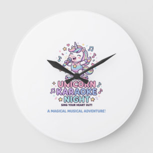 Grande Horloge Ronde Licorne Nuit Karaoke Gras Typographie Produit Grap