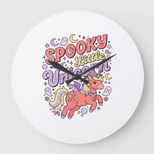 Grande Horloge Ronde Licorne Petite Licorne Sombre Fantaisie Fond Blanc