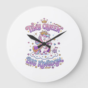Grande Horloge Ronde Licorne Petite Reine Grand Royaume Idée Cadeau Aut