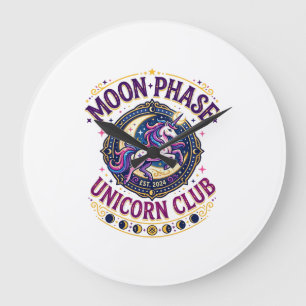 Grande Horloge Ronde Licorne Phase Lunaire Licorne Club Commercial T-Sh