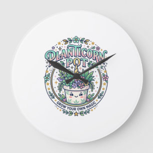 Grande Horloge Ronde Licorne Planticorne Pot POD Prêt POD Maquette_1