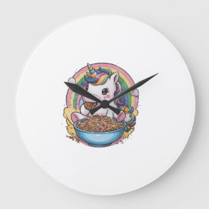 Grande Horloge Ronde Licorne positive avec bol de céréales T-Shirt à ma
