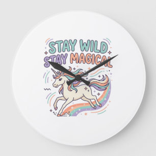 Grande Horloge Ronde Licorne Reste Sauvage Reste Magique Produit Branch