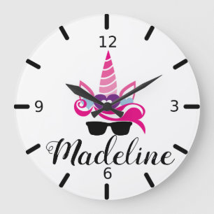 Grande Horloge Ronde Licorne Rose