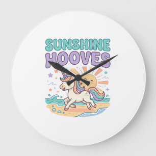 Grande Horloge Ronde Licorne Sabots de Soleil Tendance Graphique Haut D