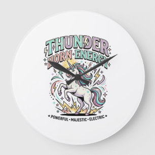 Grande Horloge Ronde Licorne Thunder Horn Énergie Rétro Style Produit G