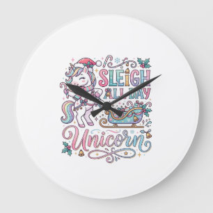 Grande Horloge Ronde Licorne Traîneau Toute La Journée Licorne Adorable