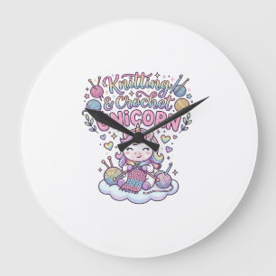 Grande Horloge Ronde Licorne Tricot Crochet Licorne Typographie Adorabl