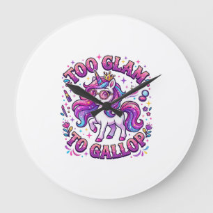 Grande Horloge Ronde Licorne Trop Glamour pour Galoper Impression sur D