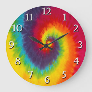 Grande Horloge Ronde Lien Tie-Dye Tourbillon Arc-en-ciel Couleurs Cool