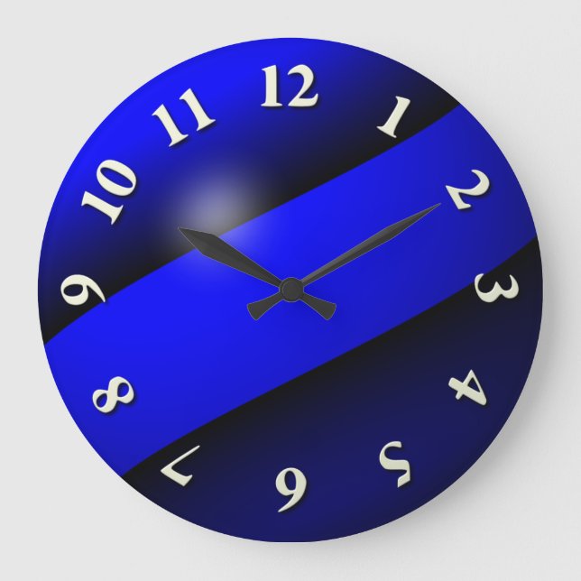 Grande Horloge Ronde Ligne bleue mince (Recto)