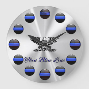 Grande Horloge Ronde Ligne Bleue Mince Chef Oiseau Complet