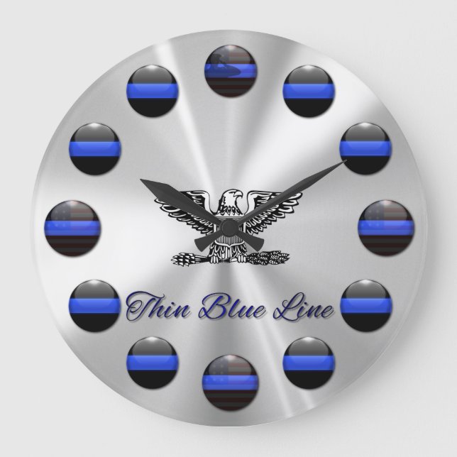 Grande Horloge Ronde Ligne Bleue Mince Chef Oiseau Complet (Recto)