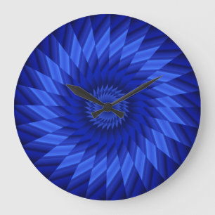 Grande Horloge Ronde Ligne bleue mince Kaleidoscope