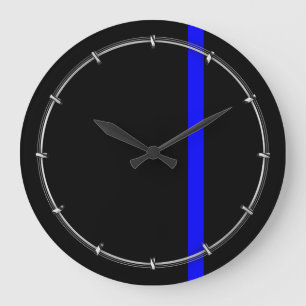 Grande Horloge Ronde Ligne Bleue Mince Symbolique verticale