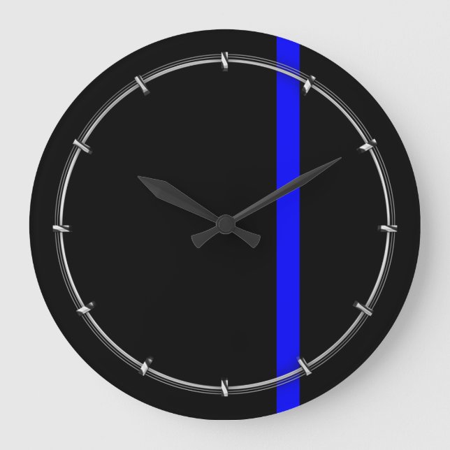 Grande Horloge Ronde Ligne Bleue Mince Symbolique verticale (Recto)