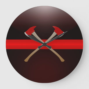Grande Horloge Ronde Ligne rouge mince Axes de feu croisés