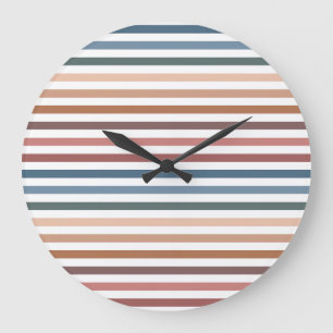 Grande Horloge Ronde Lignes arc-en-ciel minimales et discrètes