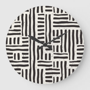 Grande Horloge Ronde Lignes dessinées à la main, texture grossière et t