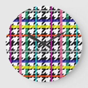 Grande Horloge Ronde Lignes Multicolores Sur La Conception De Houndstoo