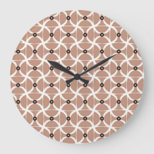 Grande Horloge Ronde Lignes ondulées blanches : motif abstrait sans sou