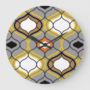 Grande Horloge Ronde Lignes ondulées, motif géométrique transparent.