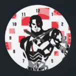 Grande Horloge Ronde Ligue de Justice | Cyborg Digital Noir Pop Art<br><div class="desc">Découvrez cette bande dessinée de style noir du Cyborg de la Ligue de la Justice,  debout avec son canon cybernétique prêt à l'emploi. Ce graphique noir et blanc est compensé par ses améliorations cybernétiques rouges et ses carrés numériques rouges en arrière - plan.</div>