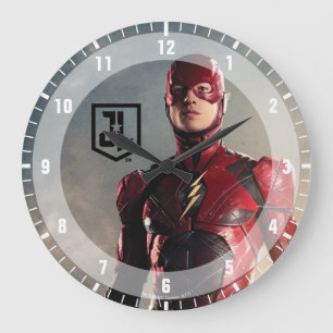 Grande Horloge Ronde Ligue de Justice   Le Flash Sur Le Champ De Batail