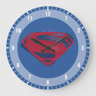 Grande Horloge Ronde Ligue de Justice   Symbole Superman brosse et demi
