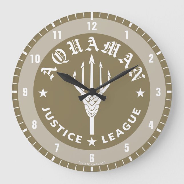 Grande Horloge Ronde Ligue de la justice| Emblème de trident rétro Aqua (Recto)