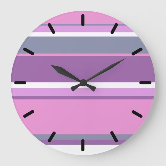 Grande Horloge Ronde Lilac rayures (Recto)