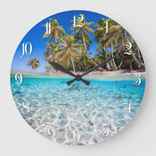 Grande Horloge Ronde L'île tropicale sous et au-dessus de l'eau