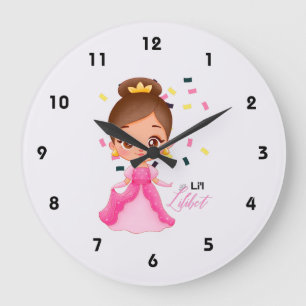 Grande Horloge Ronde Lilibet Nommé Cadeaux Princesse Rose pour Filles