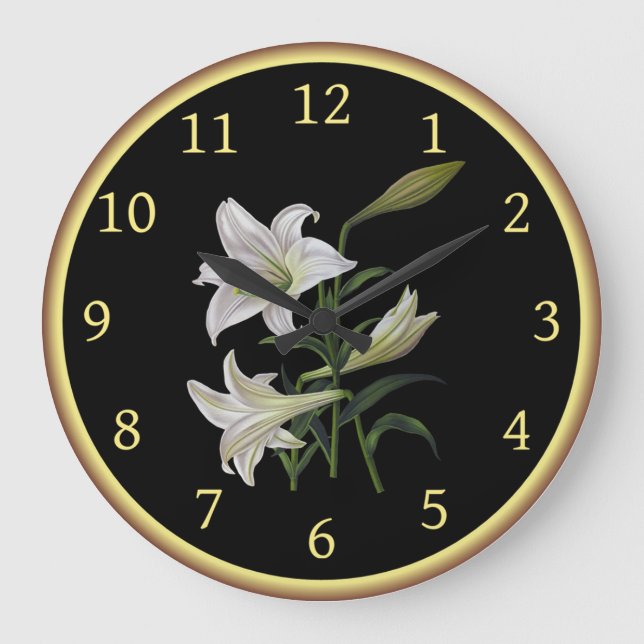 Grande Horloge Ronde Lilium Longiflorum 005 ~ Art botanique ~ ~ (Recto)