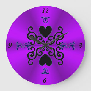 Grande Horloge Ronde Lily and Heart on Rainbow