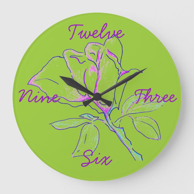 Grande Horloge Ronde Lime Green Cursive Clock (Recto)