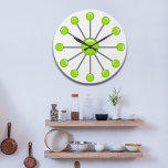 Grande Horloge Ronde Lime Green Retro Balls Wall Clock<br><div class="desc">Fun modern twist on the old retro style for this custom wall clock</div>