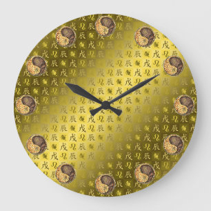 Grande Horloge Ronde Lion & Dragon de Terre