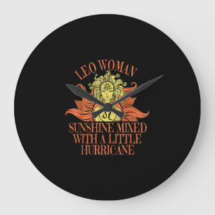 Grande Horloge Ronde Lion femme Zodiac Signal Juillet Août Anniversaire