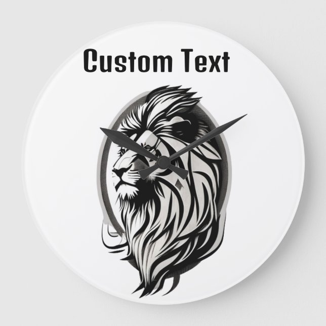 Grande Horloge Ronde lion personnalisable (Recto)