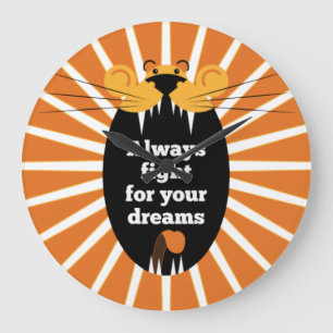 Grande Horloge Ronde Lion - Toujours se battre pour vos rêves