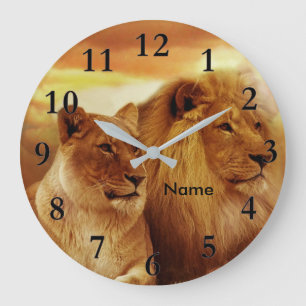 Grande Horloge Ronde Lions Wildlife Acrylic Wall Clock