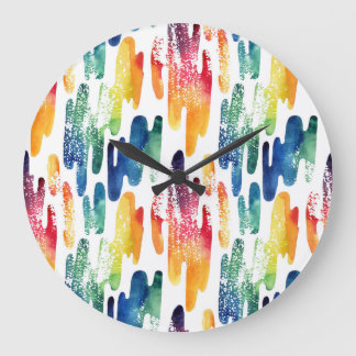 Grande Horloge Ronde Liquide : Aquarelle Abstraite moderne.