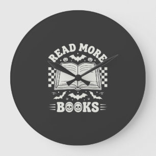 Grande Horloge Ronde Lire Plus De Livres Rétro Halloween Amateur De Liv